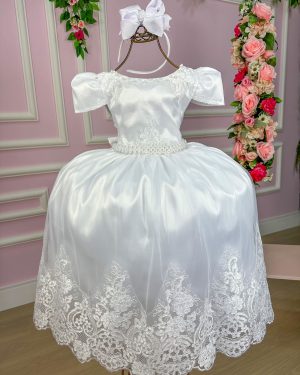 Vestido Enjoy Longo Dani Branco Rendado