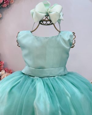 Vestido Infantil Longo Verde Menta Daminhas Casamentos Luxo