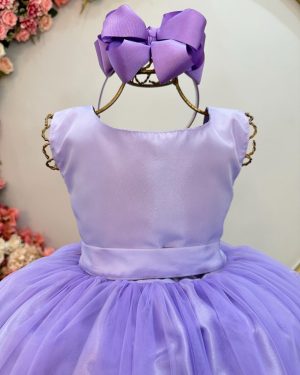 Vestido Infantil Longo Lilás Daminhas Festas Luxo