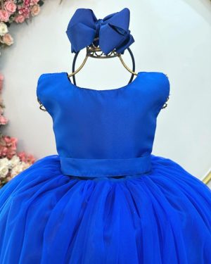 Vestido Infantil Longo Azul Royal Daminhas Festas Luxo