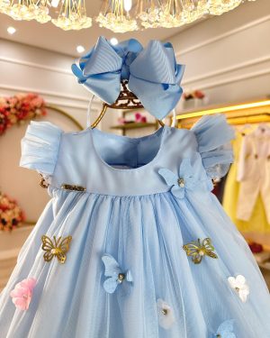 Vestido Infantil Bebê Azul Bebê Jardim Encantado Luxo