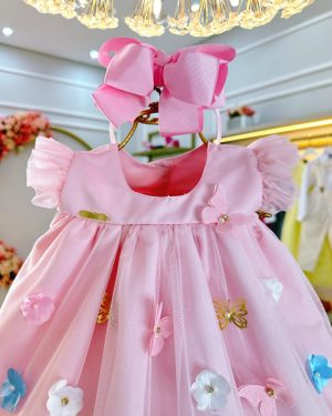 Vestido Infantil Bebê Rosa Bebê Jardim Encantado Luxo
