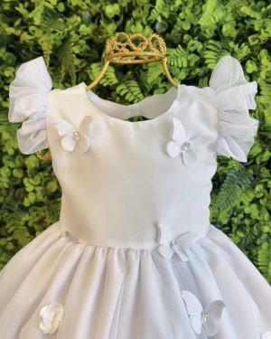 Vestido Bebê Branco Jardim Encantado Luxo