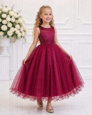 Vestido Infantil Longo Marsala Daminhas Casamentos Luxo