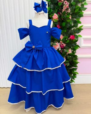Vestido Banana Club Longo Safira Azul Royal